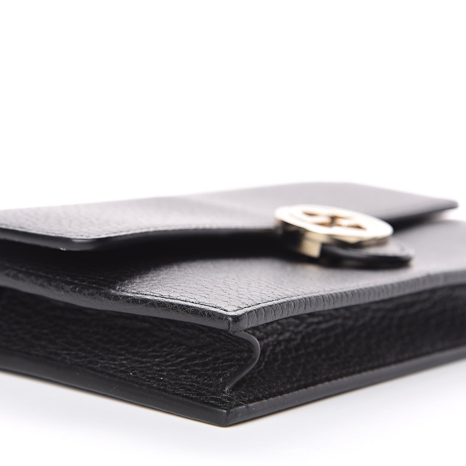 Gucci Dollar Calfskin Interlocking G Chain Wallet Black 7 of 8