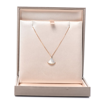 Bulgari 18K Rose Gold Diamond Mother of Pearl Small Divas' Dream Pendant Necklace 6 of 6