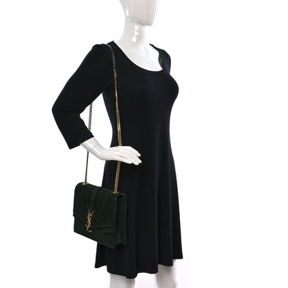 Saint Laurent Suede Sulpice Monogram Medium Shoulder Bag Green 2 of 12