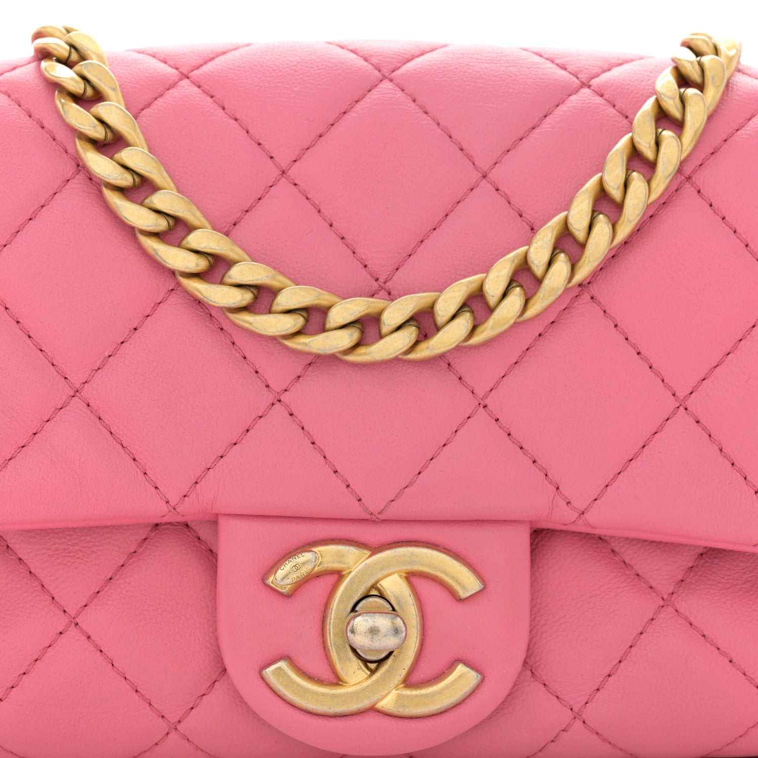 Chanel Lambskin Resin Quilted Mini Rectangular Pearl Samba Flap Pink 9 of 12