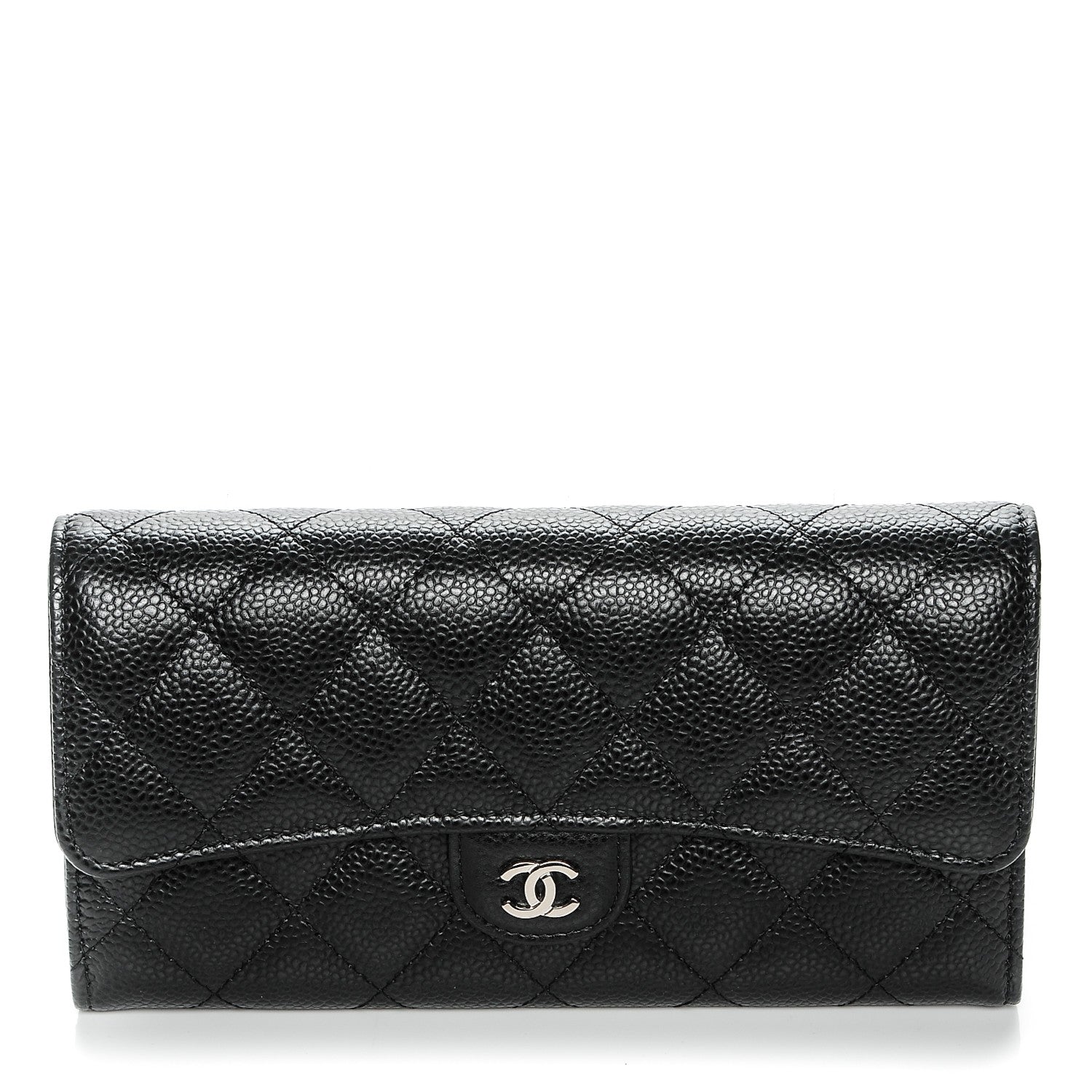 Chanel Caviar Quilted Large Gusset Flap Wallet Black 1 of 8