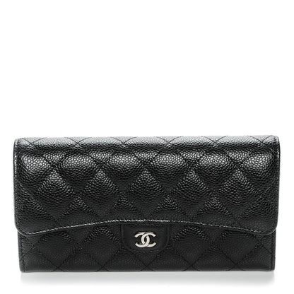 Chanel Caviar Quilted Large Gusset Flap Wallet Black 1 of 8