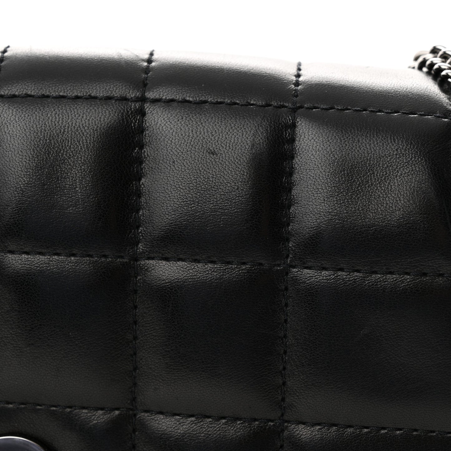 Lambskin Chocolate Bar Quilted Lambskin 5 Chain Flap Black
