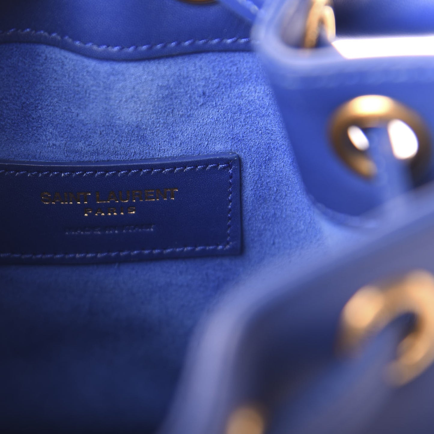 Calfskin Small Emmanuelle Bucket Bag Blue Marjorelle