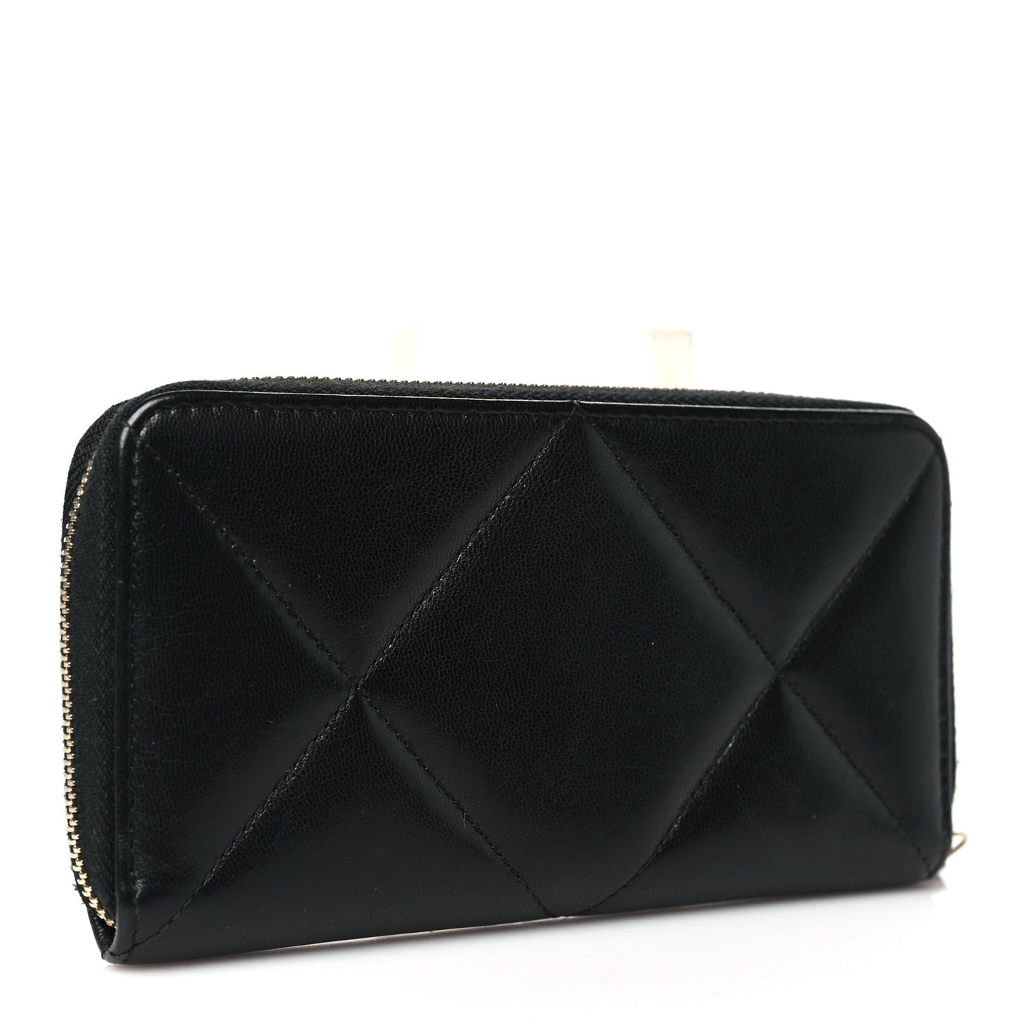 Goatskin Quilted Medium Chanel 19 Zipped Wallet Black