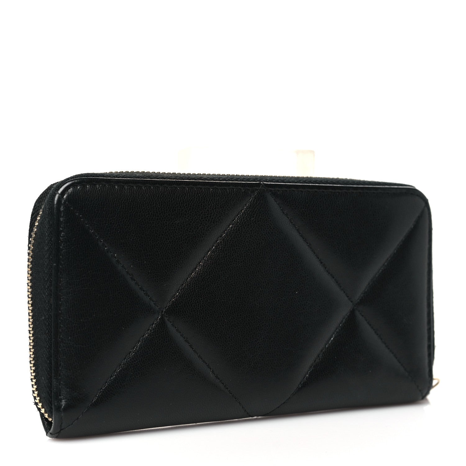 Chanel Goatskin Quilted Medium Chanel 19 Zipped Wallet Black 3 of 8