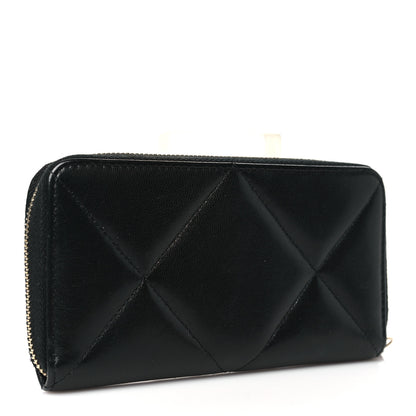 Chanel Goatskin Quilted Medium Chanel 19 Zipped Wallet Black 3 of 8