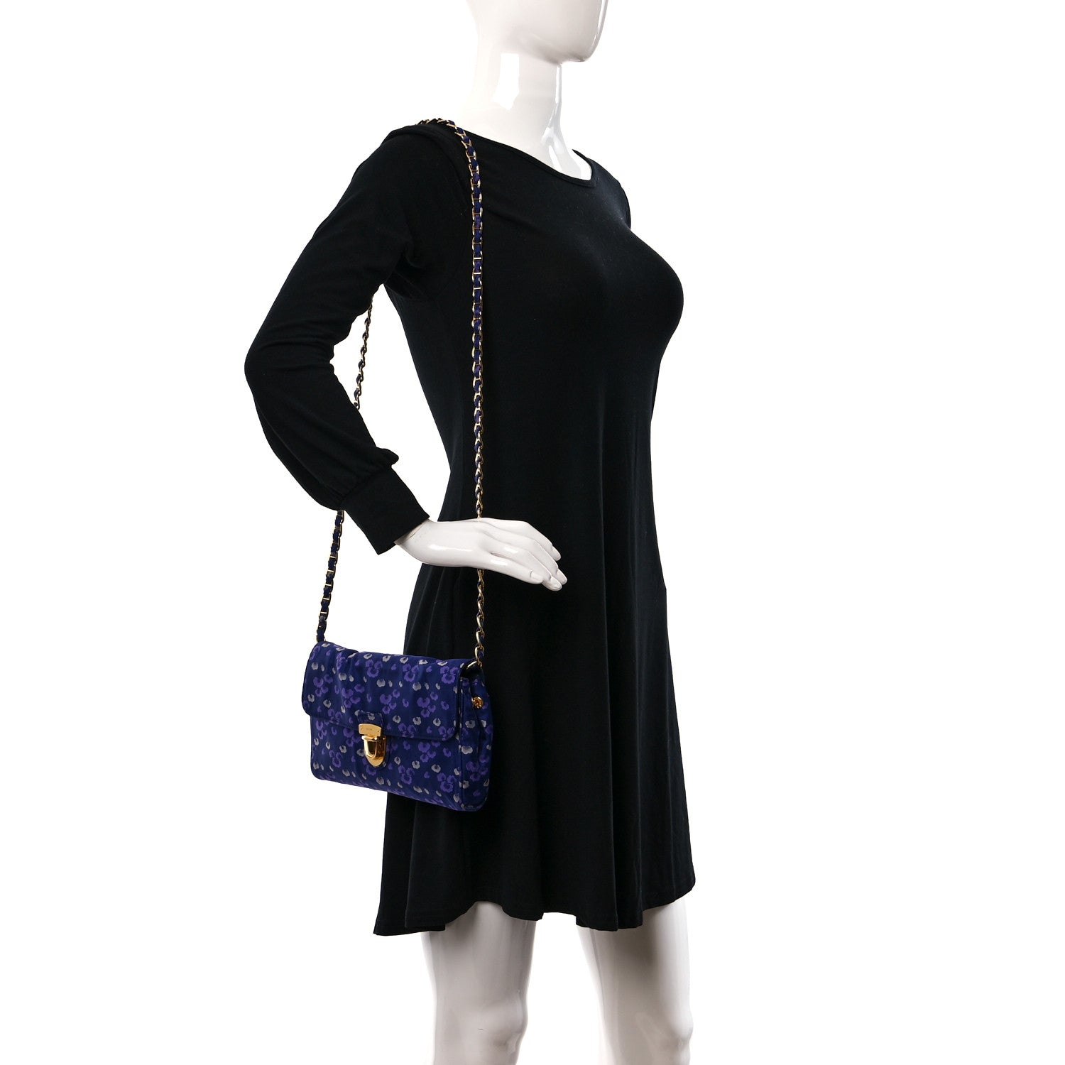 Prada Tessuto Nylon Jacquard Floral Print Shoulder Bag Bleu 3 of 8