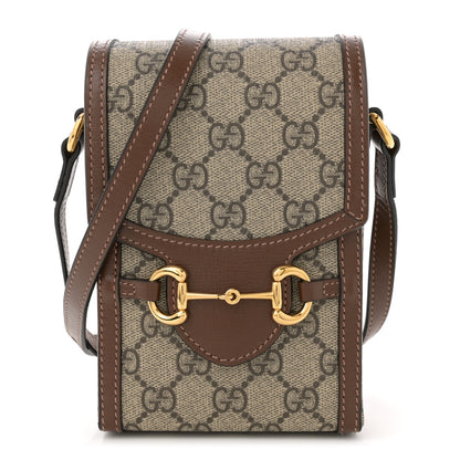 Gucci GG Supreme Monogram Mini Horsebit 1955 Crossbody Bag Beige Brown Sugar 1 of 11