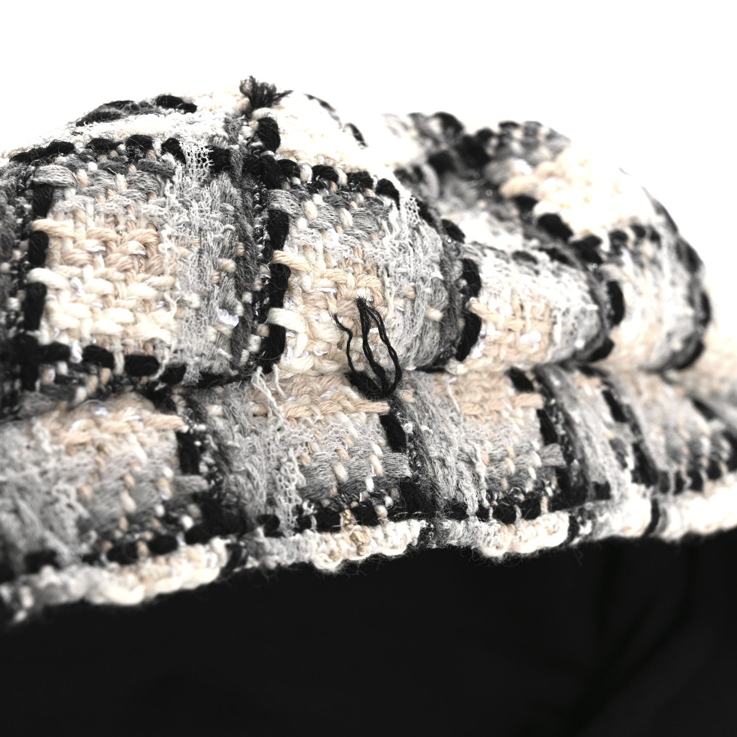 Chanel Cotton Tweed CC Beret S White Black Multicolor 9 of 11