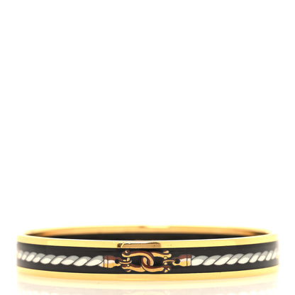 Hermes Enamel Printed Rope Chain Link Narrow Bracelet 65 Black 3 of 5