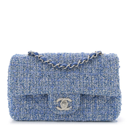 Chanel Tweed Quilted Mini Rectangular Flap Blue White 1 of 13