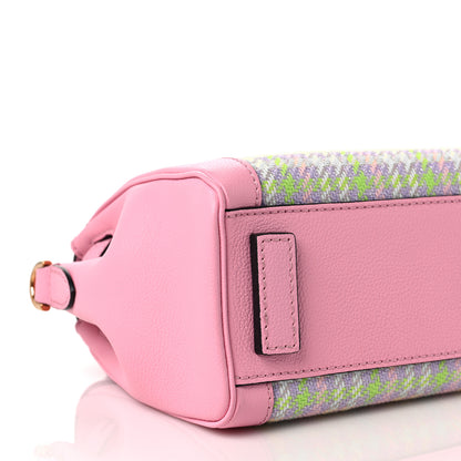 Versace Calfskin Tweed Medusa Small Top Handle Handbag Baby Pink Pineapple 7 of 8