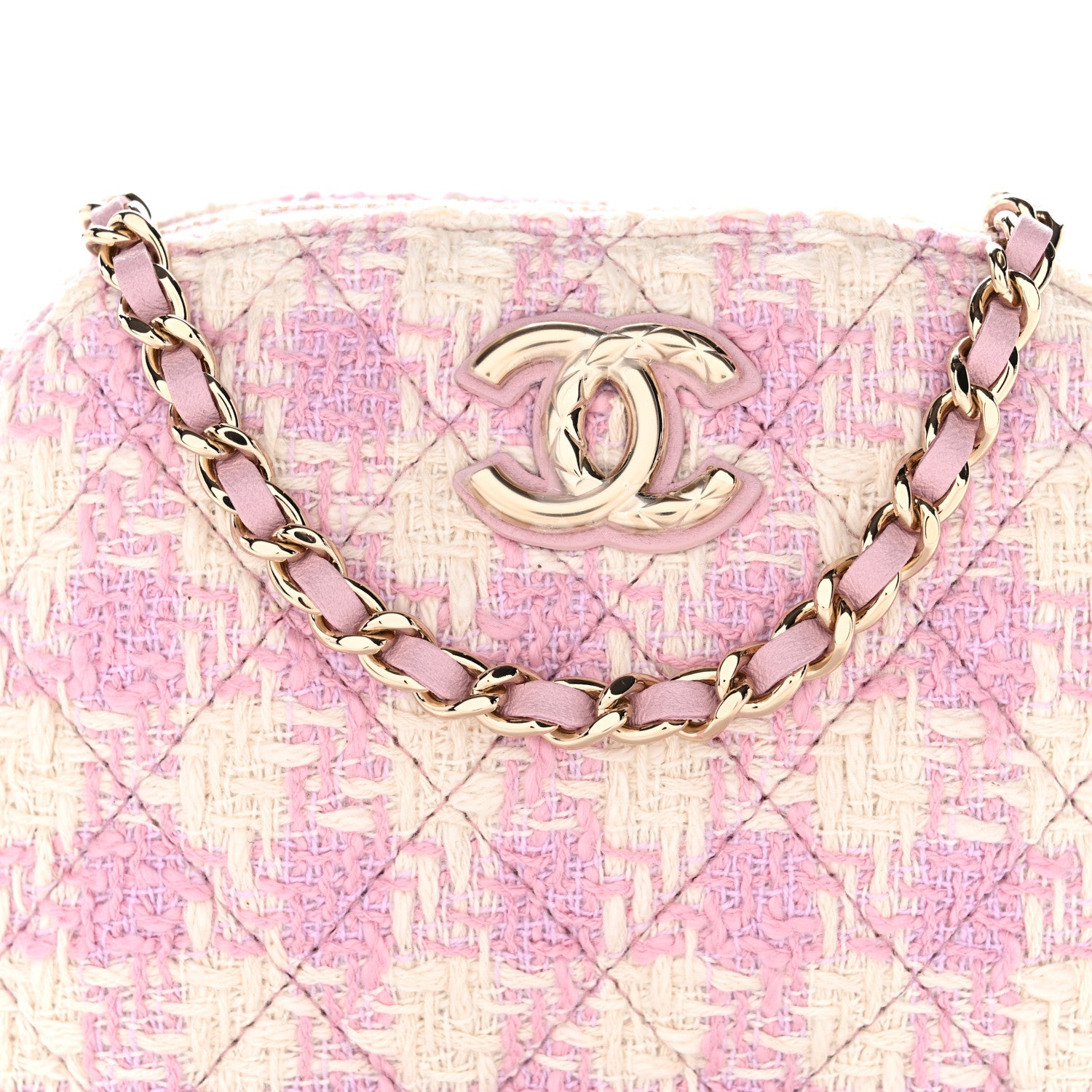 CHANEL ピンク キルティングバッグ Chanel Tweed Quilted Mini Clutch With Chain Pink 1826629