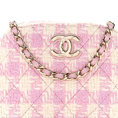 Chanel Tweed Quilted Mini Clutch With Chain Pink 9 of 11