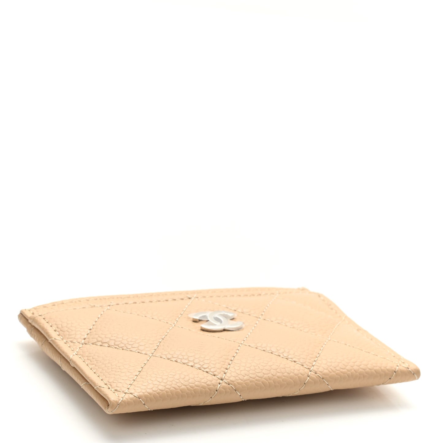 Caviar Quilted Card Holder Beige