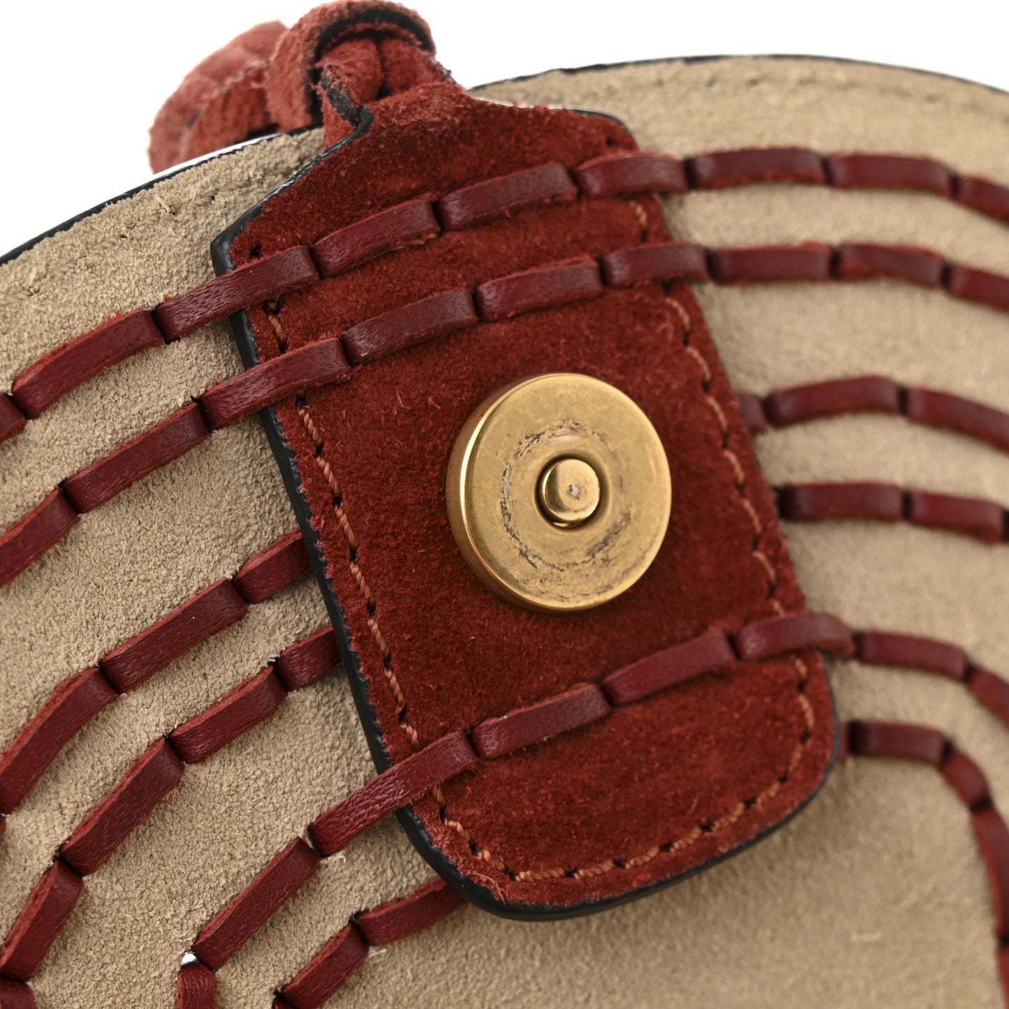Suede Calfskin Braided Mini Hudson Shoulder Bag Sienna Red