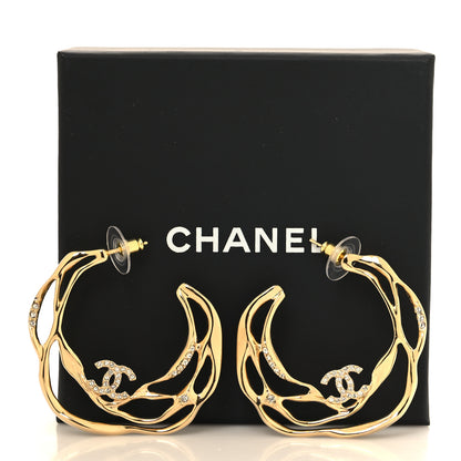 Chanel Crystal CC Diamantes Hoop Earrings Gold 5 of 5