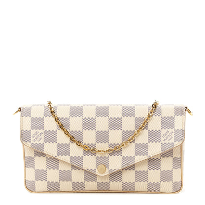 Louis Vuitton Damier Azur Pochette Felicie Chain Wallet Rose Ballerine 1 of 12