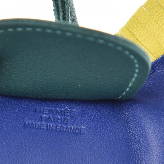 Hermes Milo Lambskin Grigri Rodeo Horse Bag Charm GM Bleu Electrique Malachite Lime 7 of 10