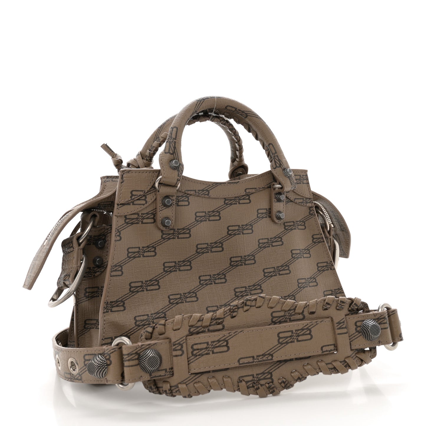 Coated Canvas BB Monogram Neo Cagole Handbag XS Beige Brown