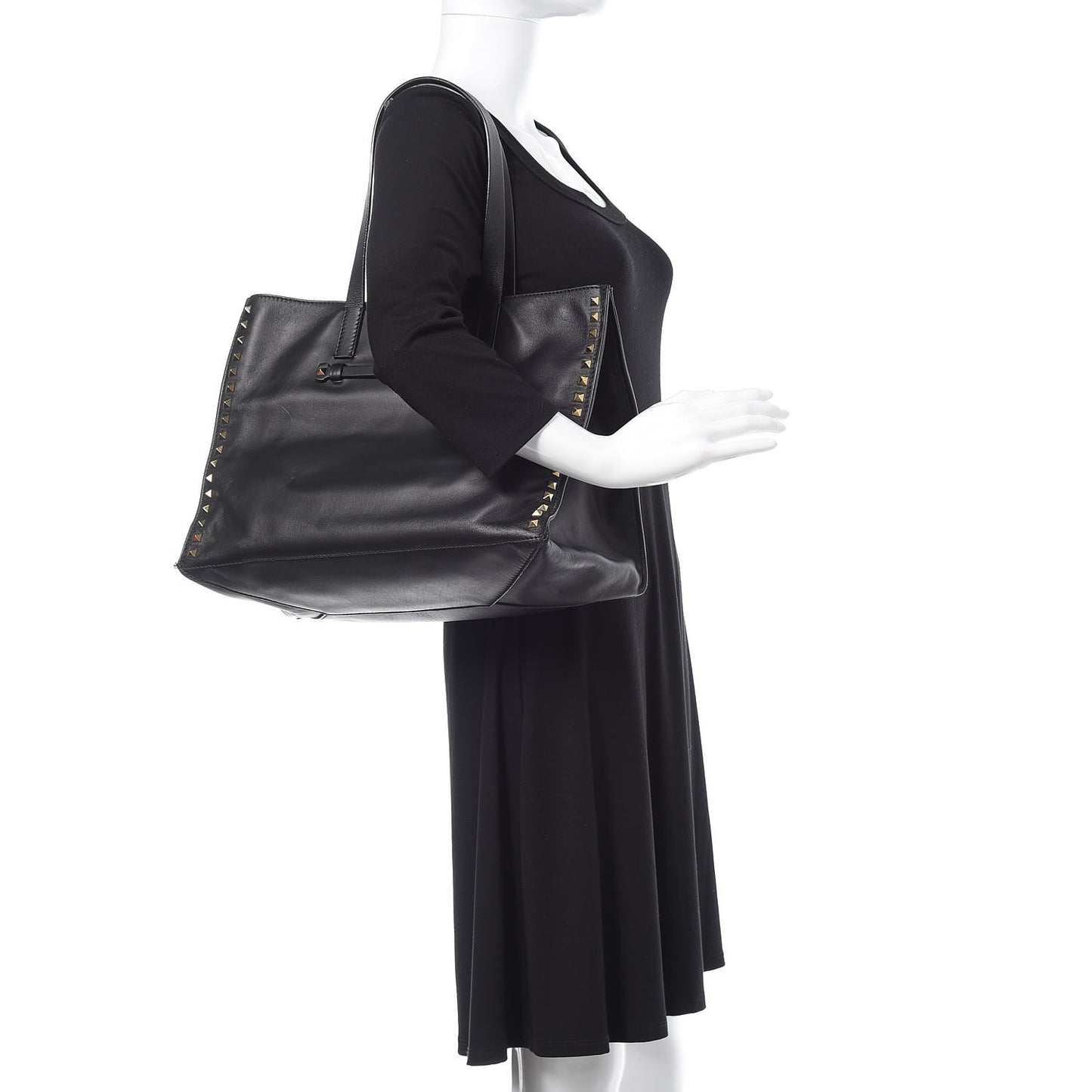 Nappa Medium Rockstud Soft Tote Black