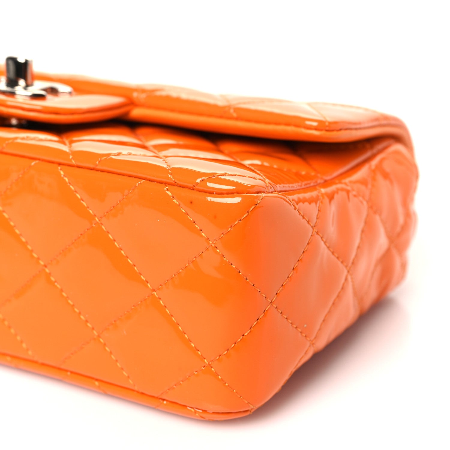 Chanel Patent Quilted Mini Rectangular Flap Orange 10 of 13