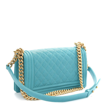 Chanel Caviar Quilted Medium Boy Flap Turquoise 3 of 9
