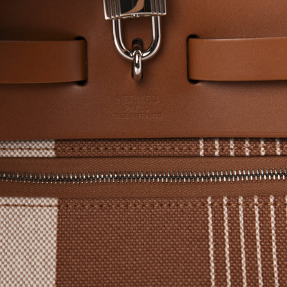 Hermes Vache Hunter Toile H Vibration Herbag Zip Retourne 31 PM Fauve Ecru Beige 9 of 13
