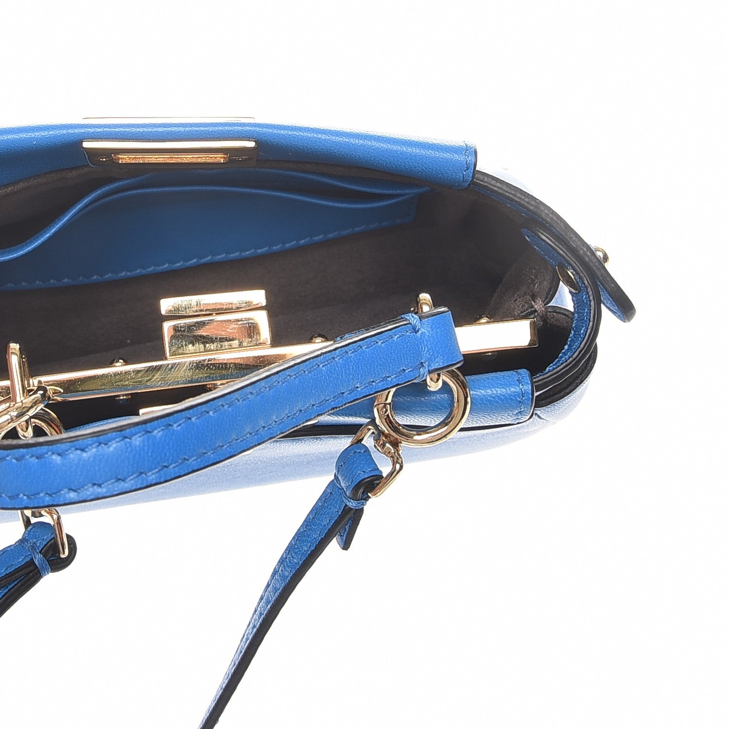 Fendi Shiny Nappa Micro Peekaboo Iconic Satchel Blue Royal 6 of 8