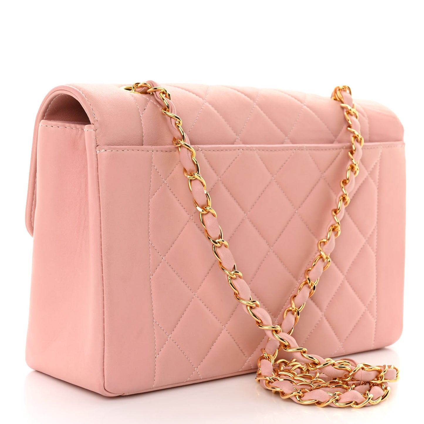 Lambskin Quilted Medium Single Flap Light Pink