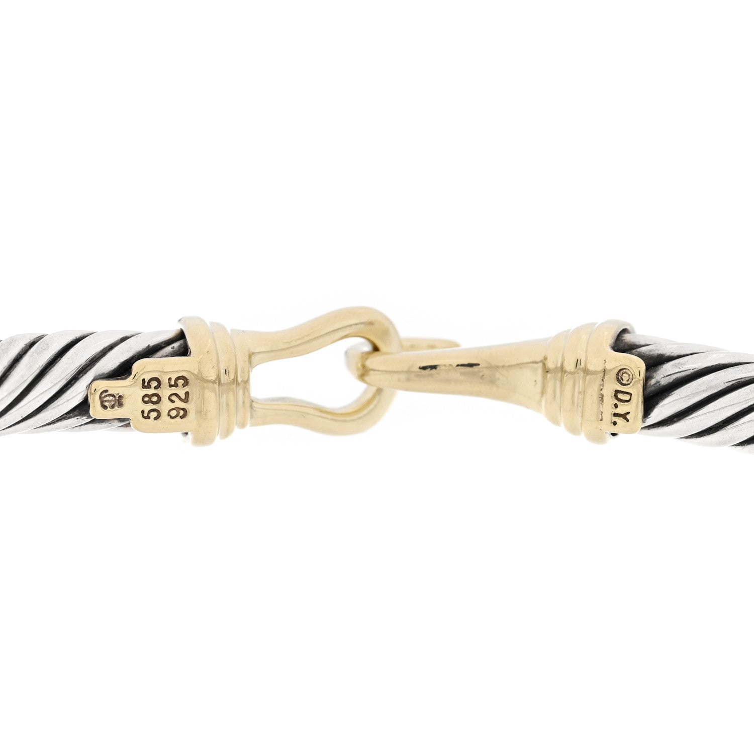 David Yurman Sterling Silver 14K Yellow Gold 5mm Cable Classic Buckle Bracelet 3 of 3