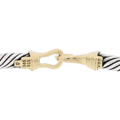 David Yurman Sterling Silver 14K Yellow Gold 5mm Cable Classic Buckle Bracelet 3 of 3