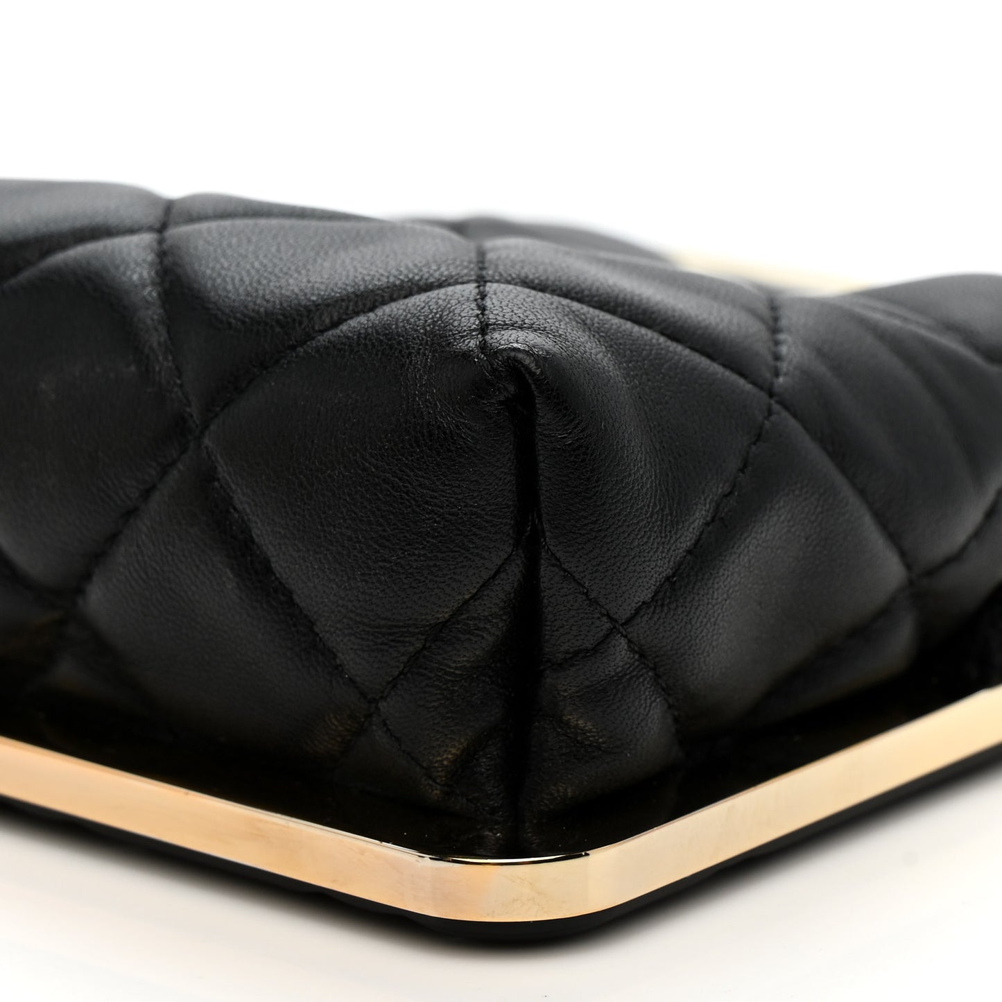 Lambskin Plexi Quilted CC Evening Clutch With Chain Black