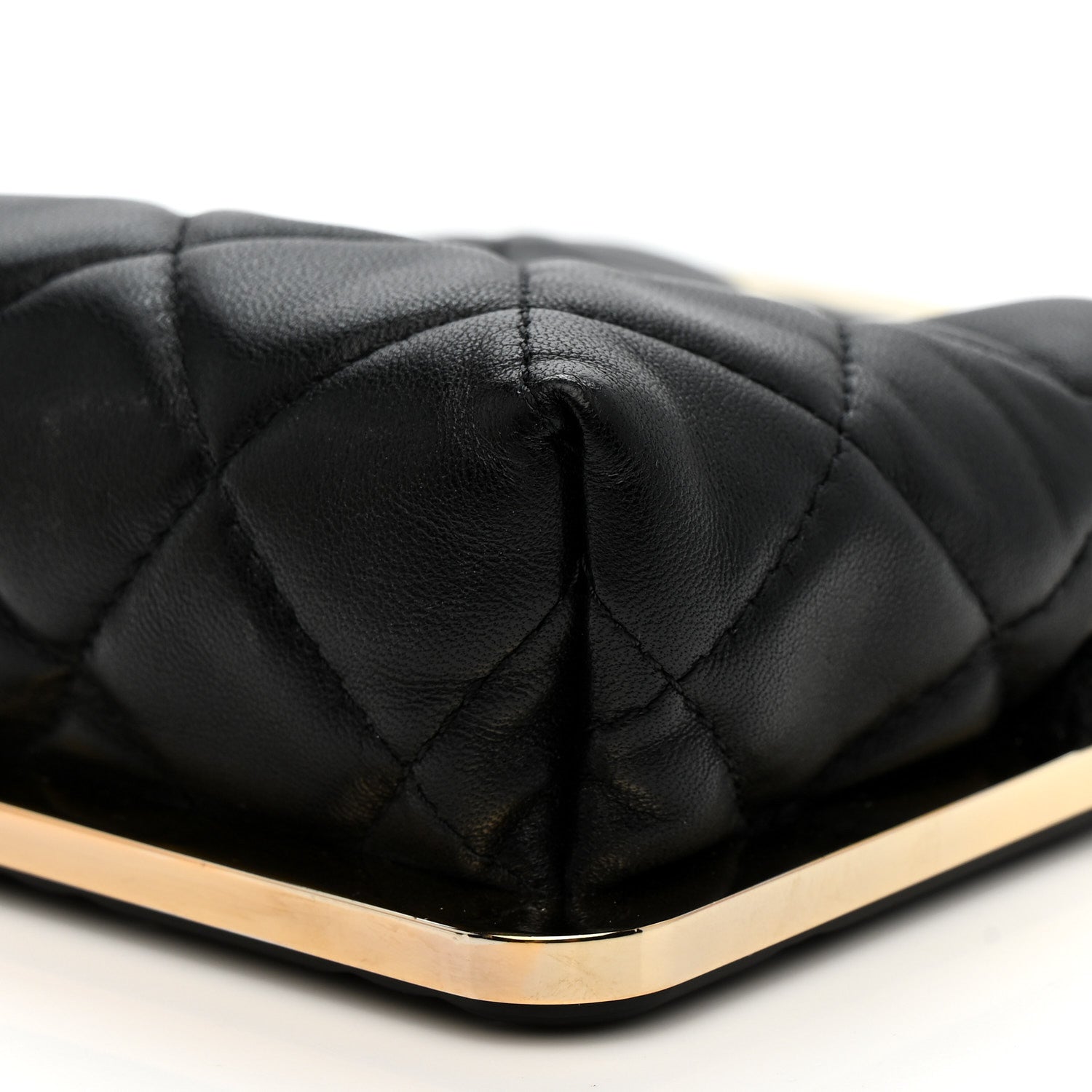 Chanel Lambskin Plexi Quilted CC Evening Clutch With Chain Black 10 of 12