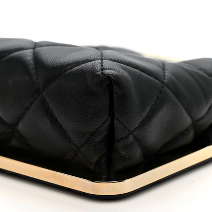 Chanel Lambskin Plexi Quilted CC Evening Clutch With Chain Black 10 of 12
