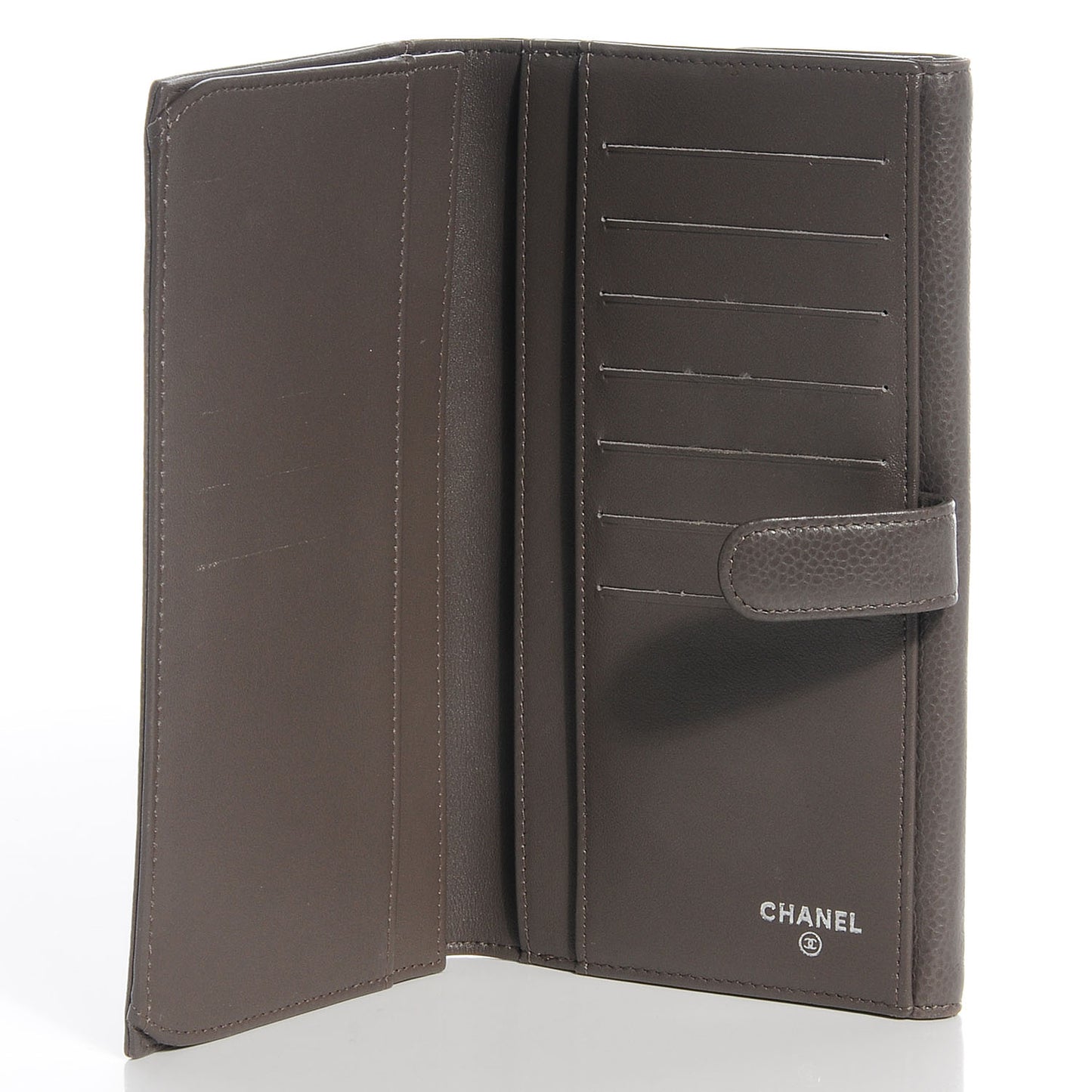Caviar CC Long Flap French Wallet Dark Grey