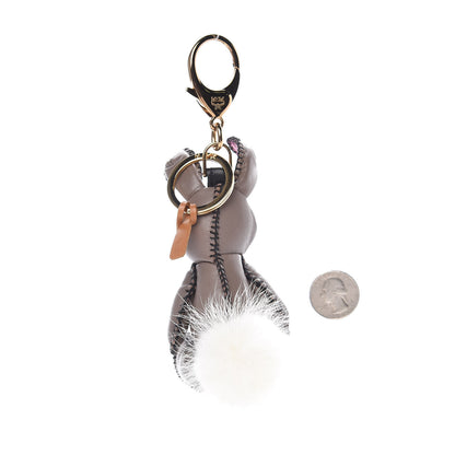 MCM Lambskin Visetos Rabbit Key Ring Bag Charm Taupe Pink 2 of 3