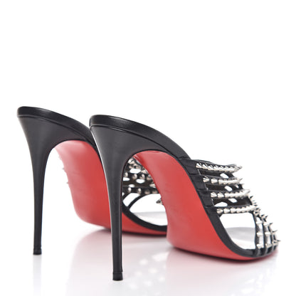 Christian Louboutin Kid Studded Marthaspike 100 Slide Sandals 40 Black Silver 4 of 11
