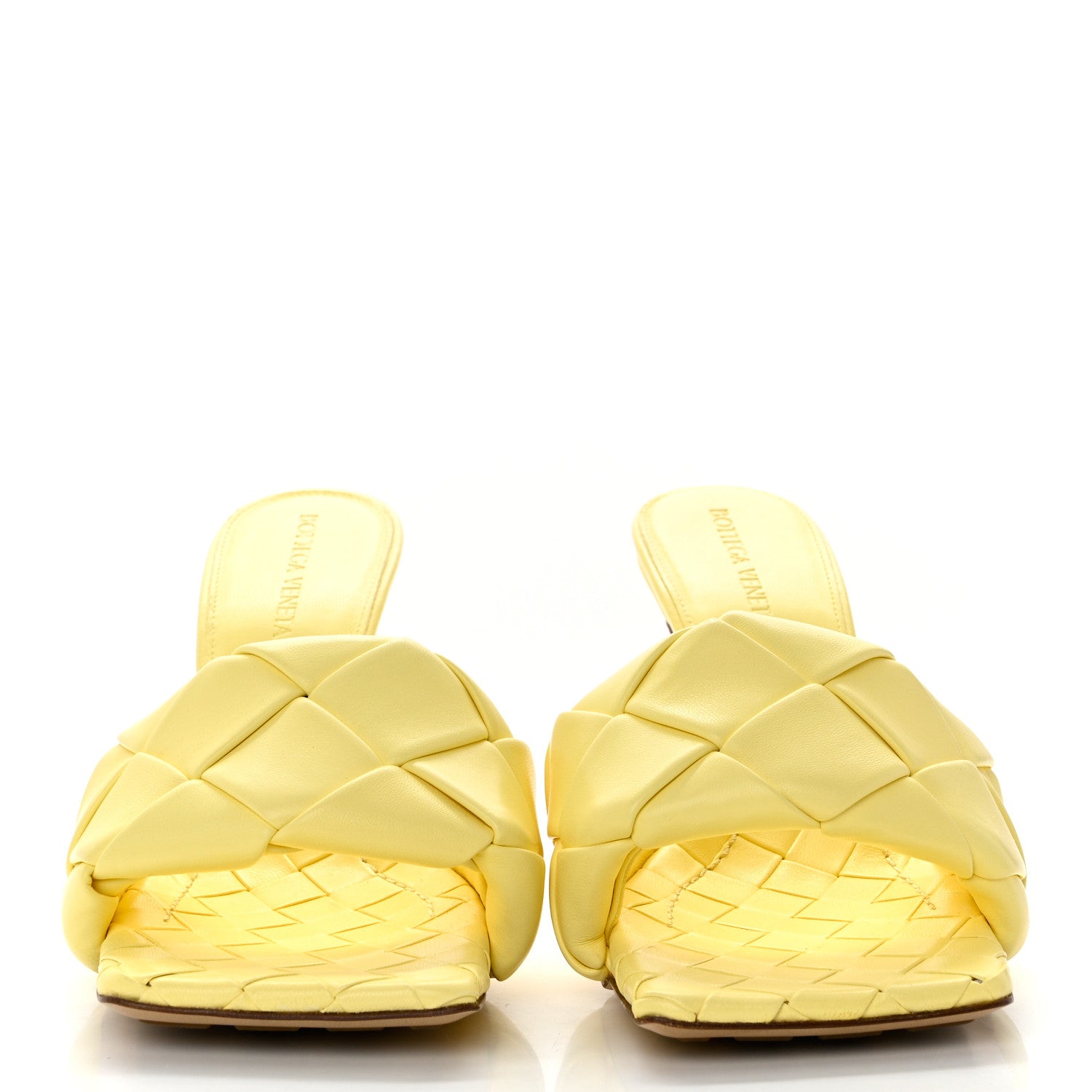 Bottega Veneta Nappa Maxi Intrecciato Lido 90mm Mule Sandals 37.5 Lemonade 2 of 7