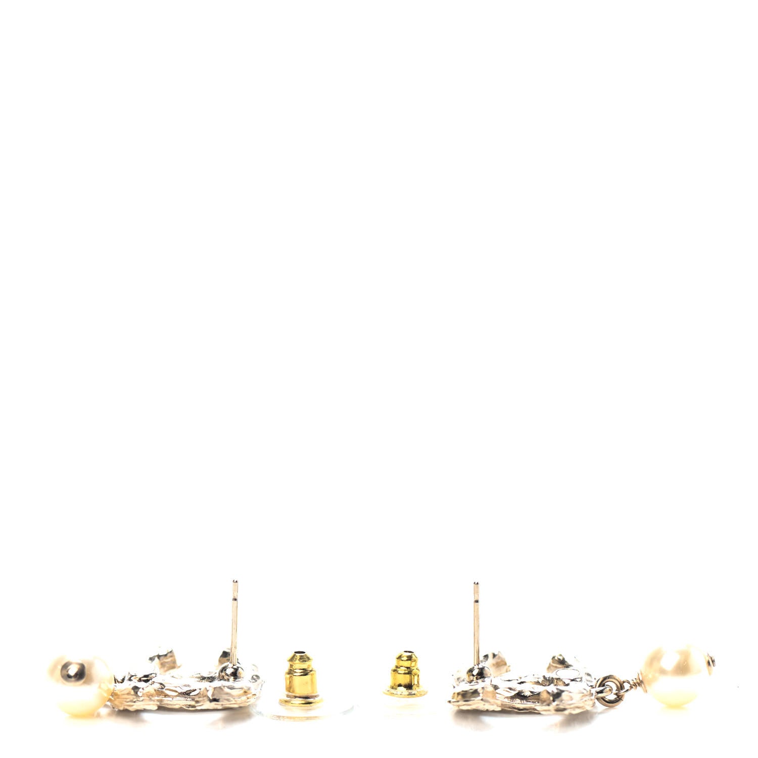 Chanel Crystal Pearl CC Drop Earrings Gold 3 of 4