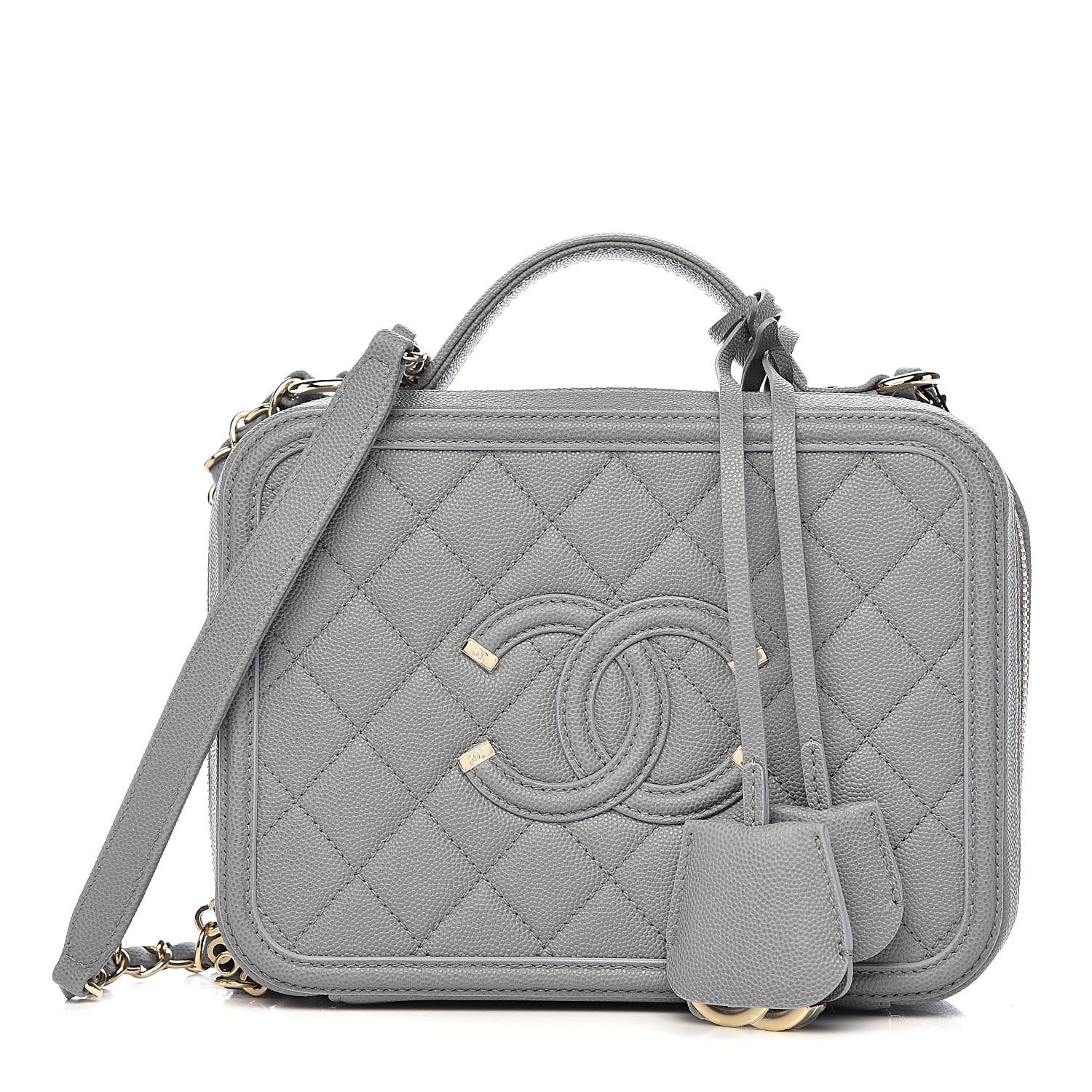 Chanel Caviar Quilted Medium CC Filigree Vanity Case Grey 1 of 11
