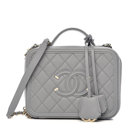 Chanel Caviar Quilted Medium CC Filigree Vanity Case Grey 1 of 11