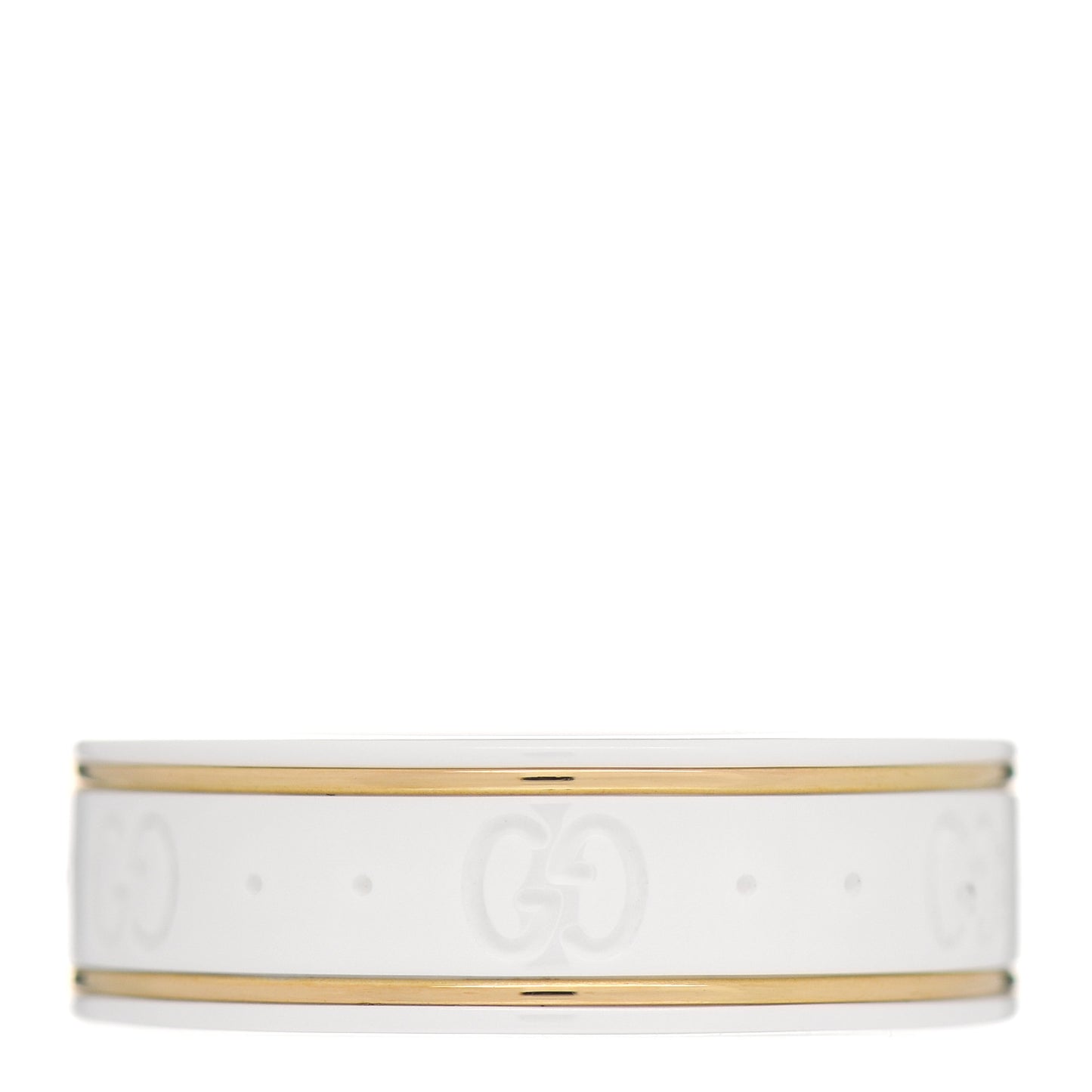 18K Yellow Gold Ceramic Icon Band Ring White 57 8