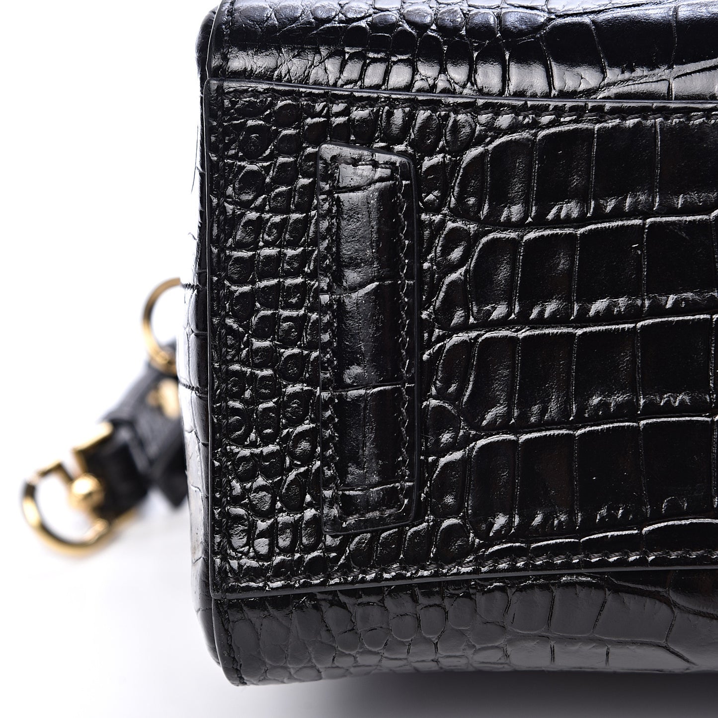 Calfskin Crocodile Embossed Mini Antigona Black