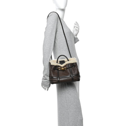 Bottega Veneta Shearling Aviator Small Andiamo Shoulder Bag Brown 2 of 11