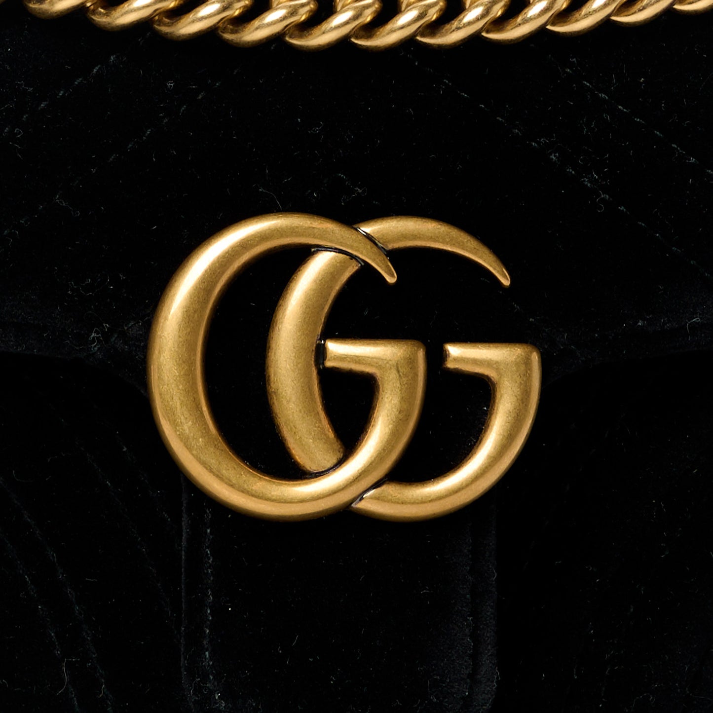 Velvet Matelasse Mini GG Marmont Shoulder Bag Black