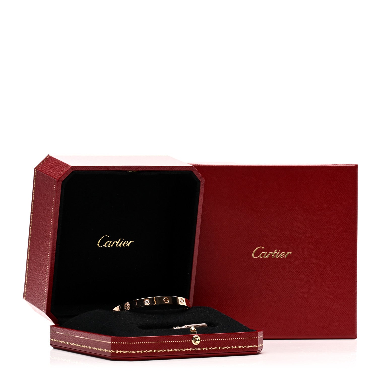 Cartier 18K Pink Gold 4 Diamond LOVE Bracelet 17 5 of 5