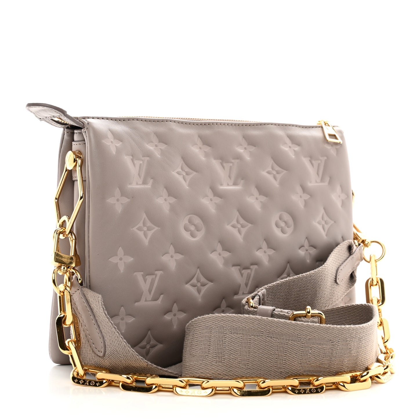 Lambskin Embossed Monogram Coussin PM Grey