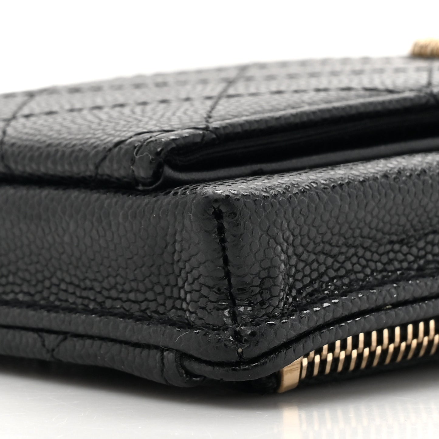 Caviar Quilted Zip Phone Case Black